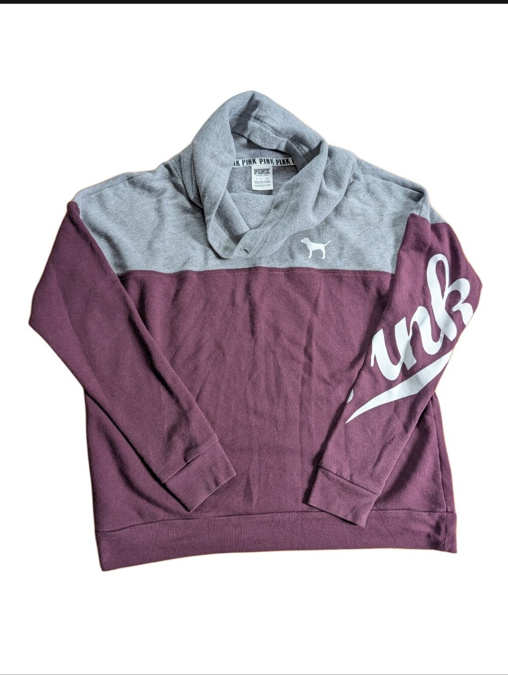 Victoria's Secret Pink Colorblock Slouchy Cowel Funnel Neck Fall Sweatshirt
